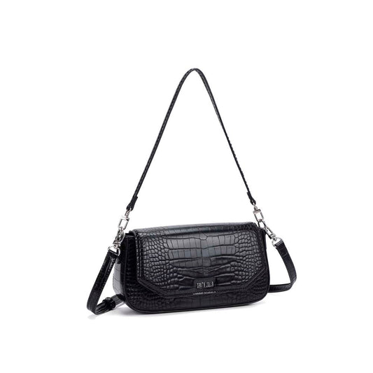 Bolsa Transversal Santa Lolla Preta Croco Alças Removíveis
