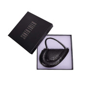 Bolsa Transversal Santa Lolla Preta Croco Coração