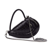 Bolsa Transversal Santa Lolla Preta Croco Coração