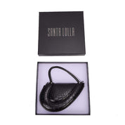 Bolsa Transversal Santa Lolla Preta Croco Coração