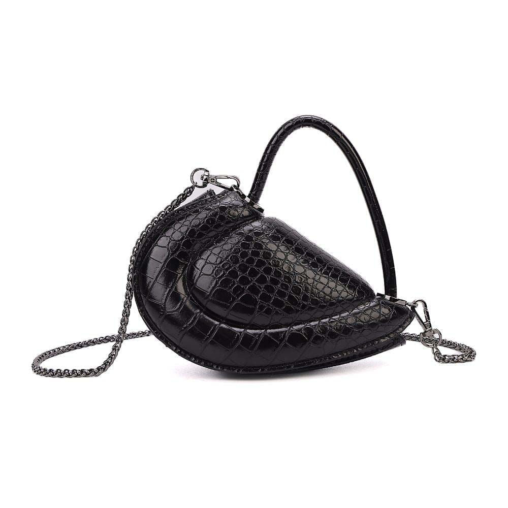 Bolsa Transversal Santa Lolla Preta Croco Coração