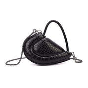 Bolsa Transversal Santa Lolla Preta Croco Coração