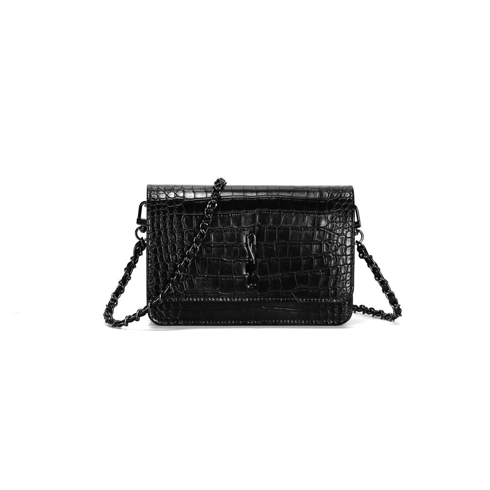 Bolsa Transversal Santa Lolla Preta Croco Corrente