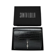 Bolsa Transversal Santa Lolla Preta Croco Corrente