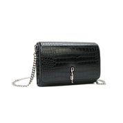 Bolsa Transversal Santa Lolla Preta Croco Corrente