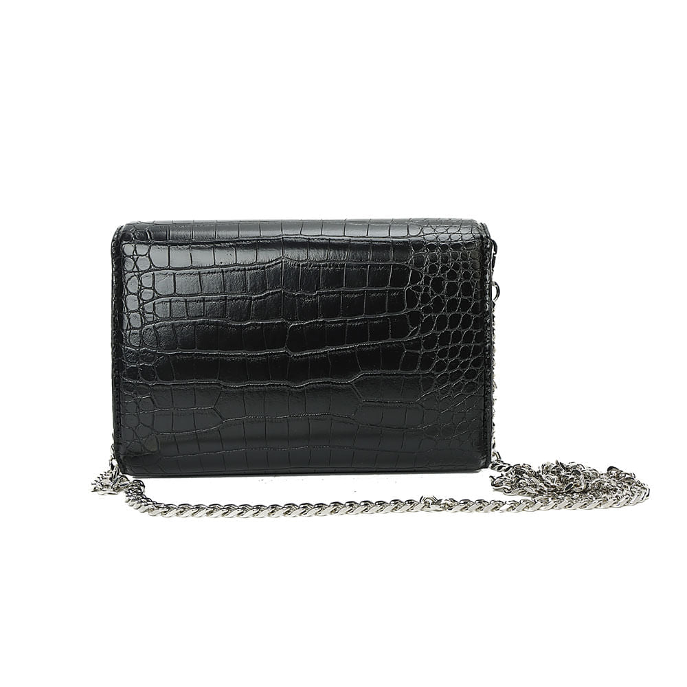 Bolsa Transversal Santa Lolla Preta Croco Corrente
