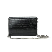 Bolsa Transversal Santa Lolla Preta Croco Corrente