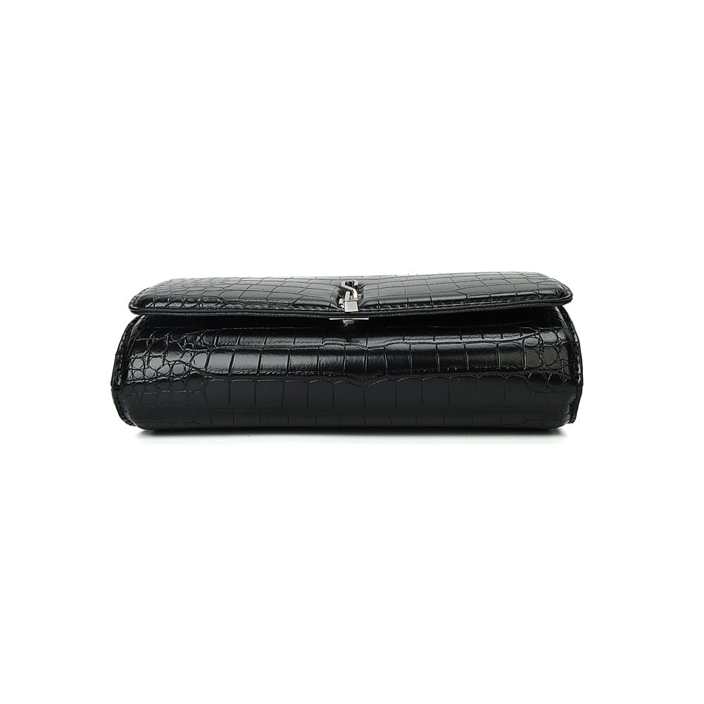 Bolsa Transversal Santa Lolla Preta Croco Corrente