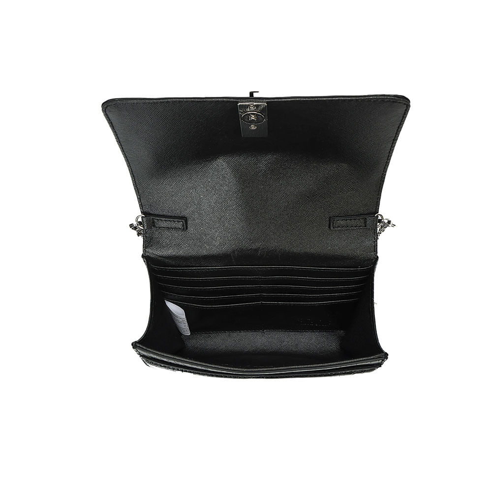 Bolsa Transversal Santa Lolla Preta Croco Corrente