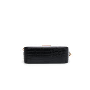 Bolsa Transversal Santa Lolla Preta Croco Zíper Duplo