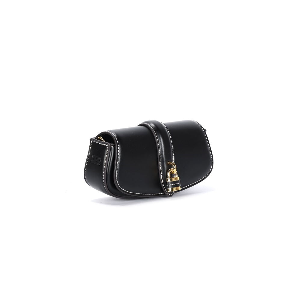 Bolsa Transversal Santa Lolla Preta Detalhe Dourado