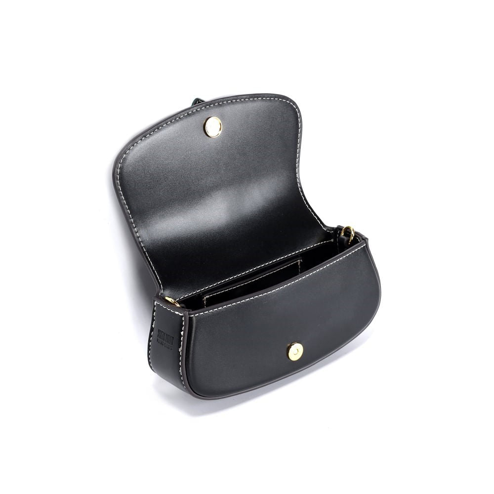 Bolsa Transversal Santa Lolla Preta Detalhe Dourado