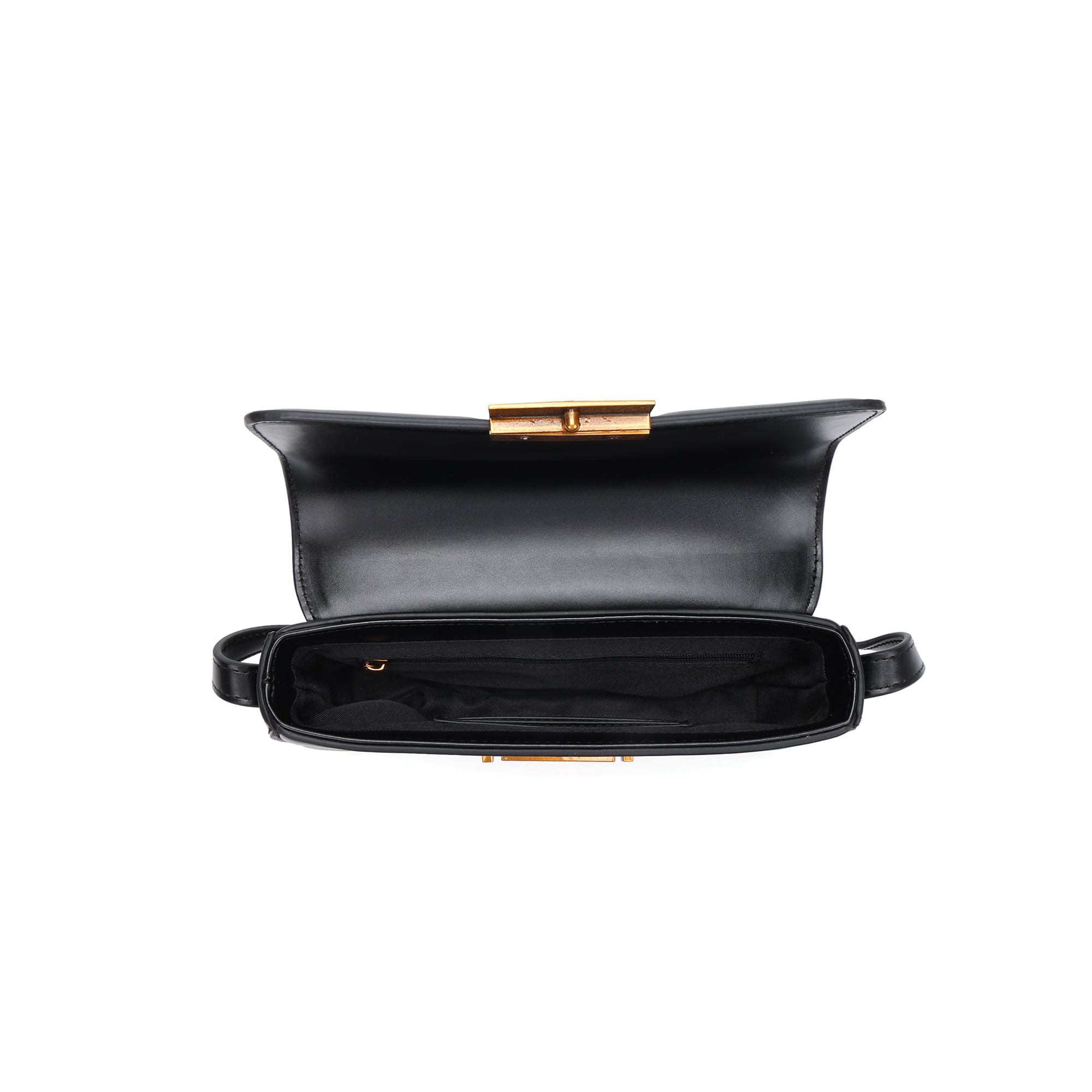 Bolsa Transversal Santa Lolla Preta Fecho Metalizado