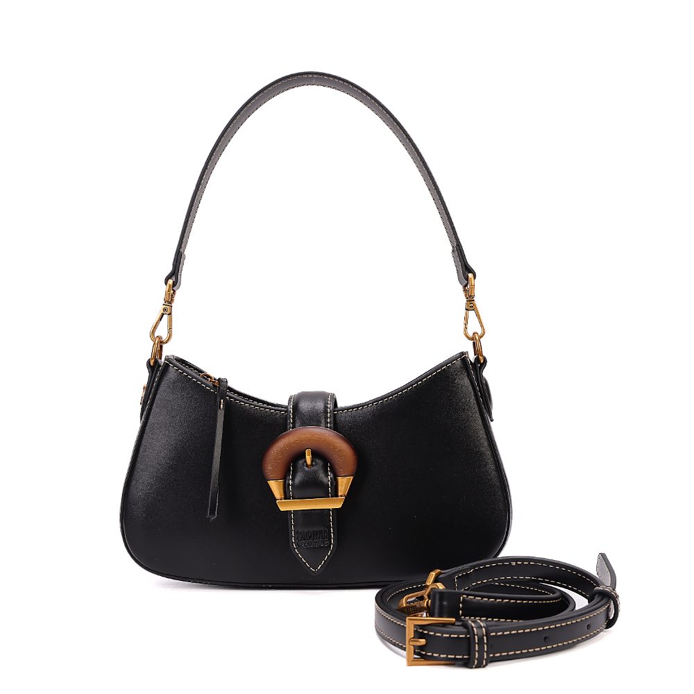 Bolsa Transversal Santa Lolla Preta Ferragem Dourada