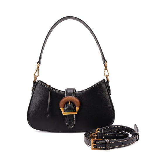 Bolsa Transversal Santa Lolla Preta Ferragem Dourada