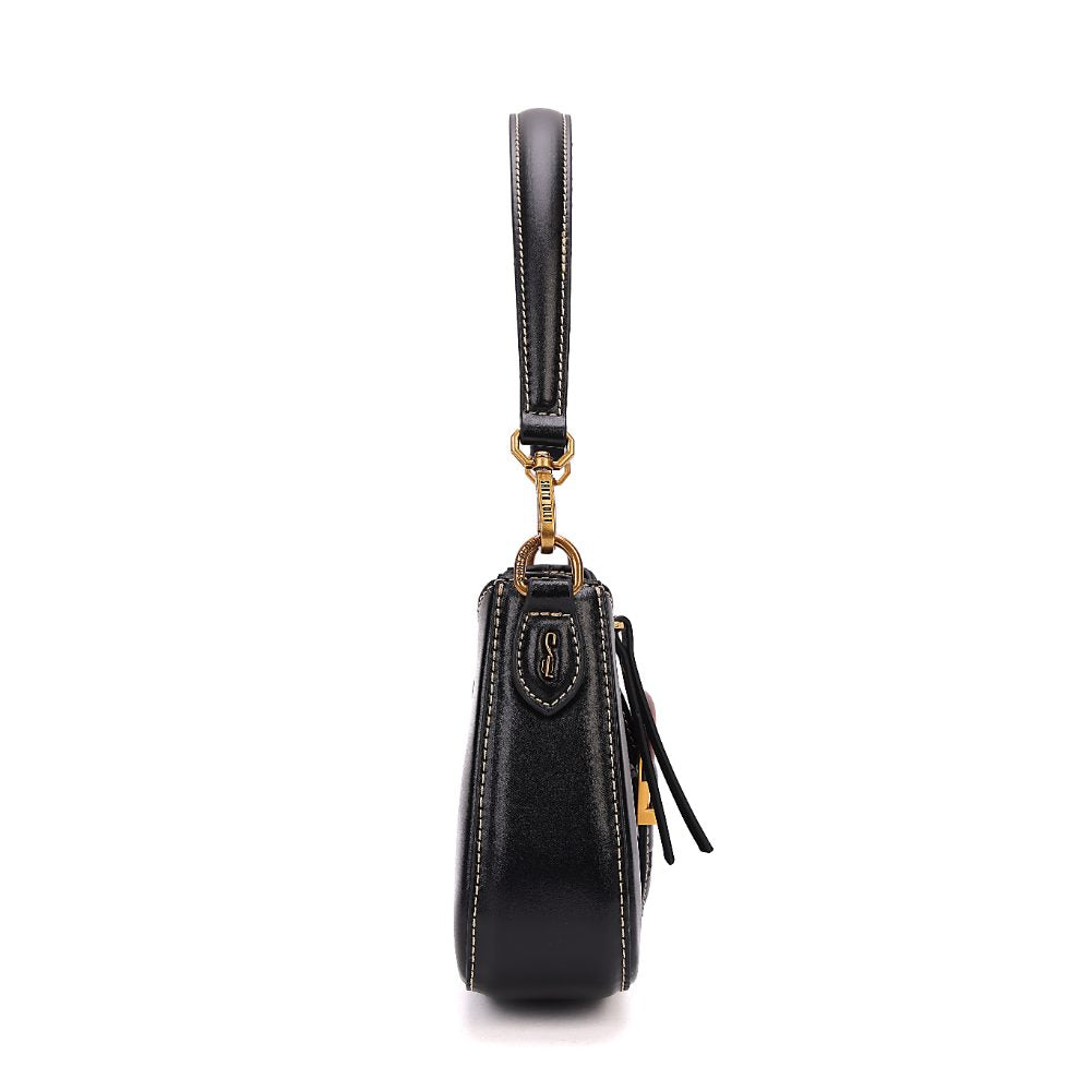 Bolsa Transversal Santa Lolla Preta Ferragem Dourada