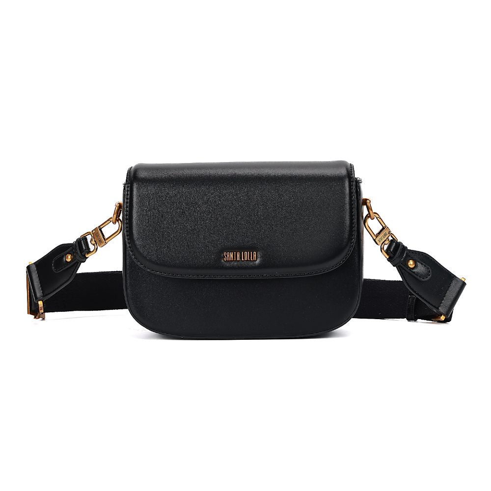 Bolsa Transversal Santa Lolla Preta Logo Metal