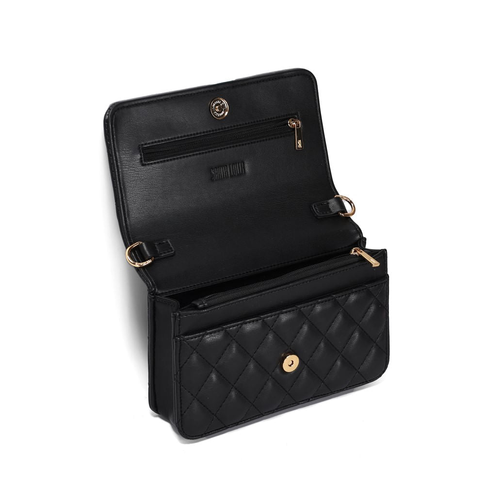 Bolsa Transversal Santa Lolla Preta Matelassê Alça Correntes