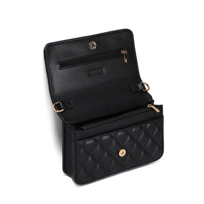 Bolsa Transversal Santa Lolla Preta Matelassê Alça Correntes