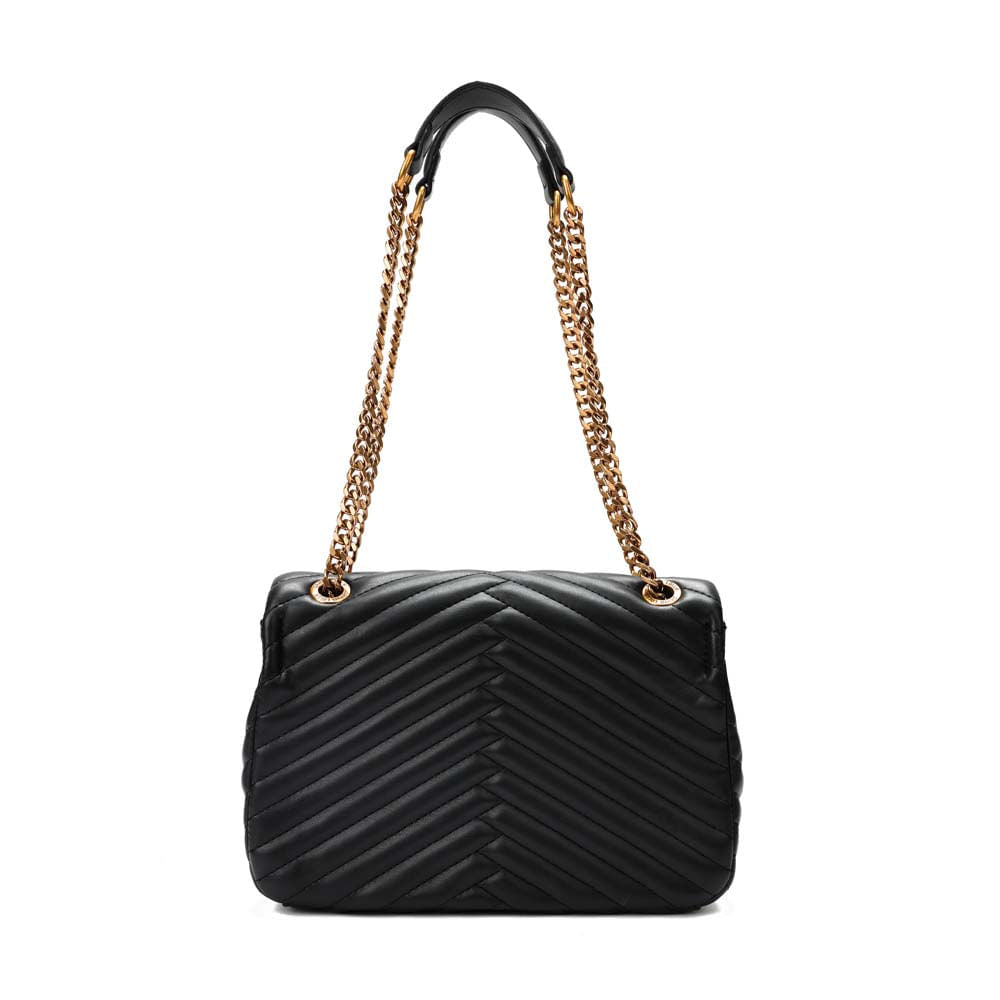 Bolsa Transversal Santa Lolla Preta Matelassê Corrente