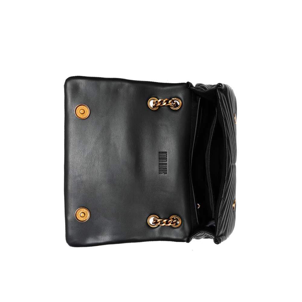 Bolsa Transversal Santa Lolla Preta Matelassê Corrente