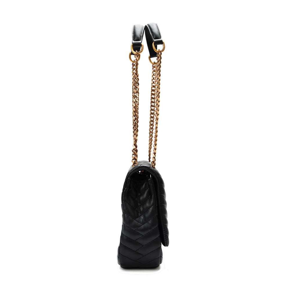 Bolsa Transversal Santa Lolla Preta Matelassê Corrente