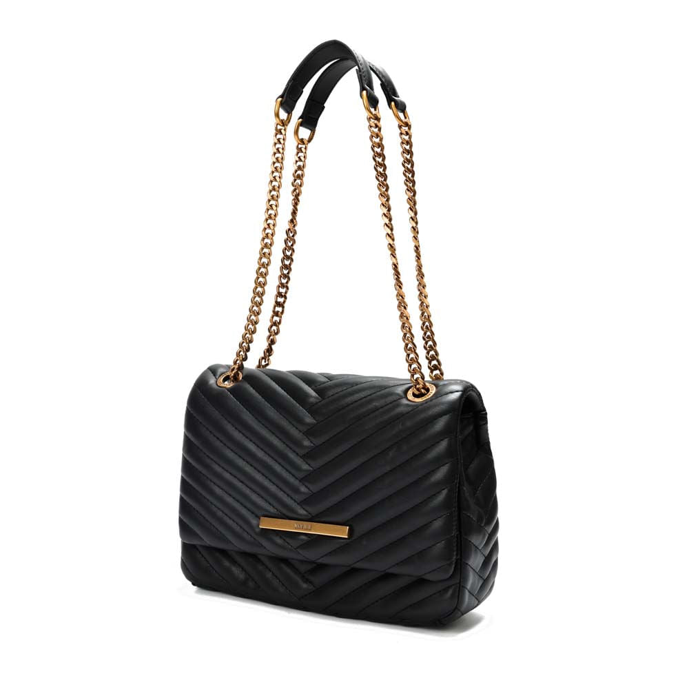 Bolsa Transversal Santa Lolla Preta Matelassê Corrente