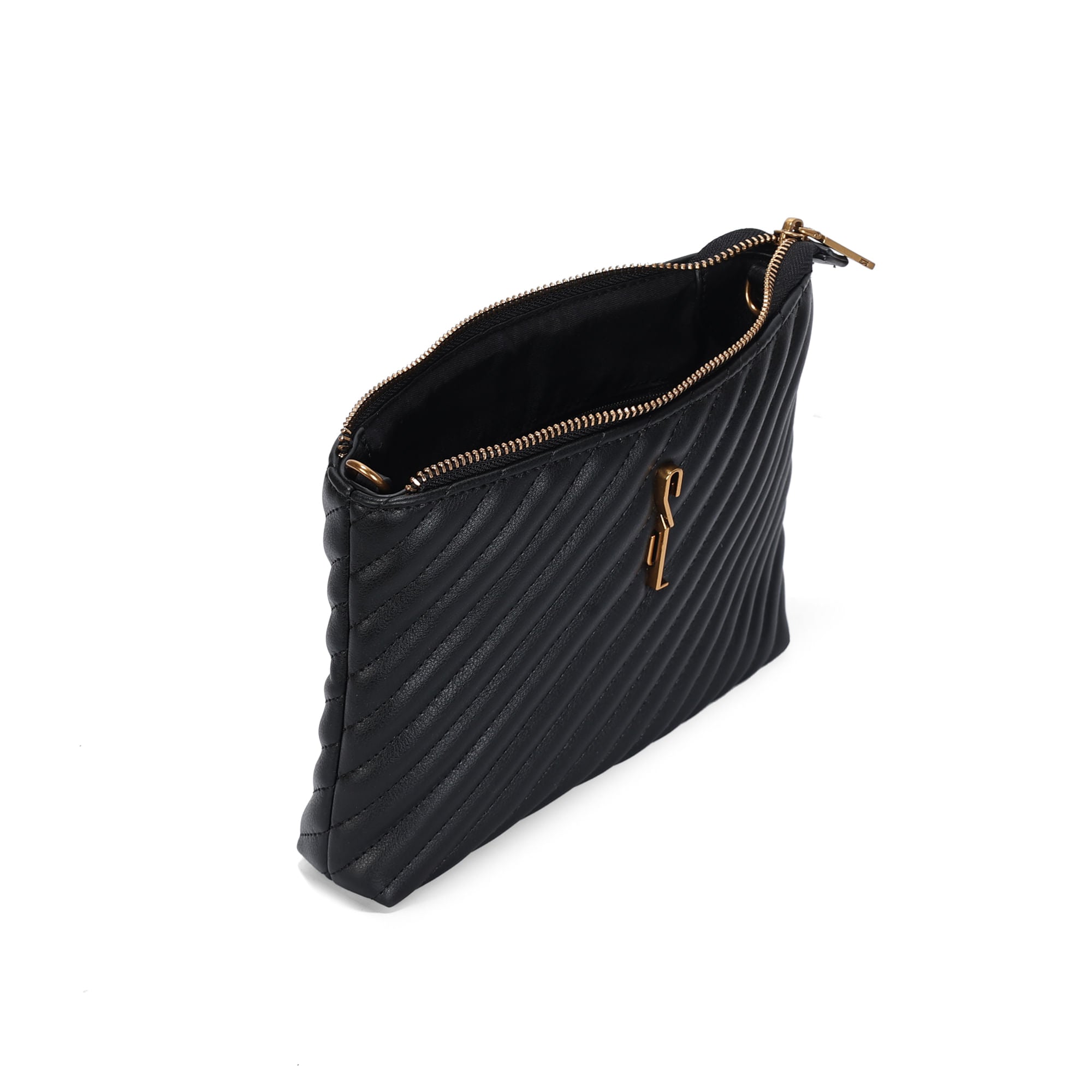 Bolsa Transversal Santa Lolla Preta Matelassê Corrente