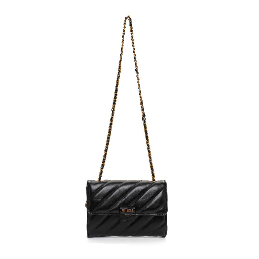 Bolsa Transversal Santa Lolla Preta Matelassê Corrente