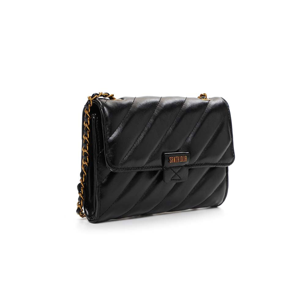 Bolsa Transversal Santa Lolla Preta Matelassê Corrente