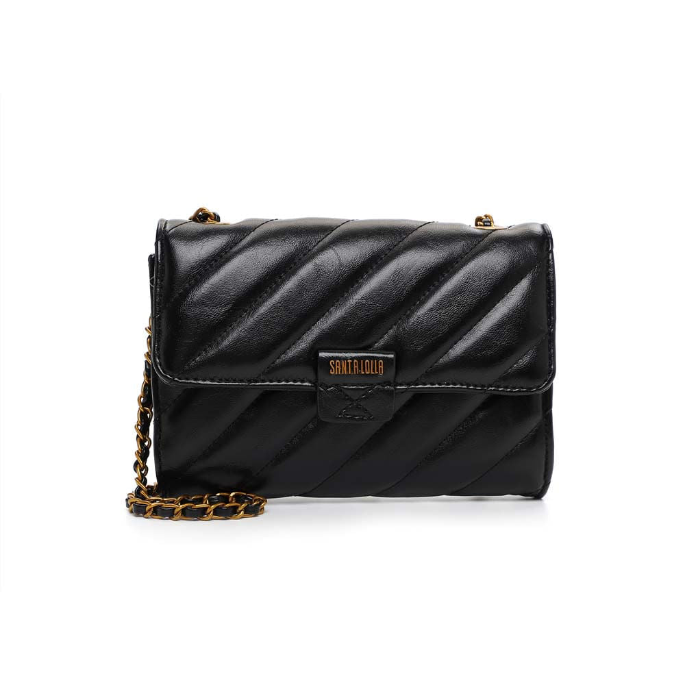 Bolsa Transversal Santa Lolla Preta Matelassê Corrente