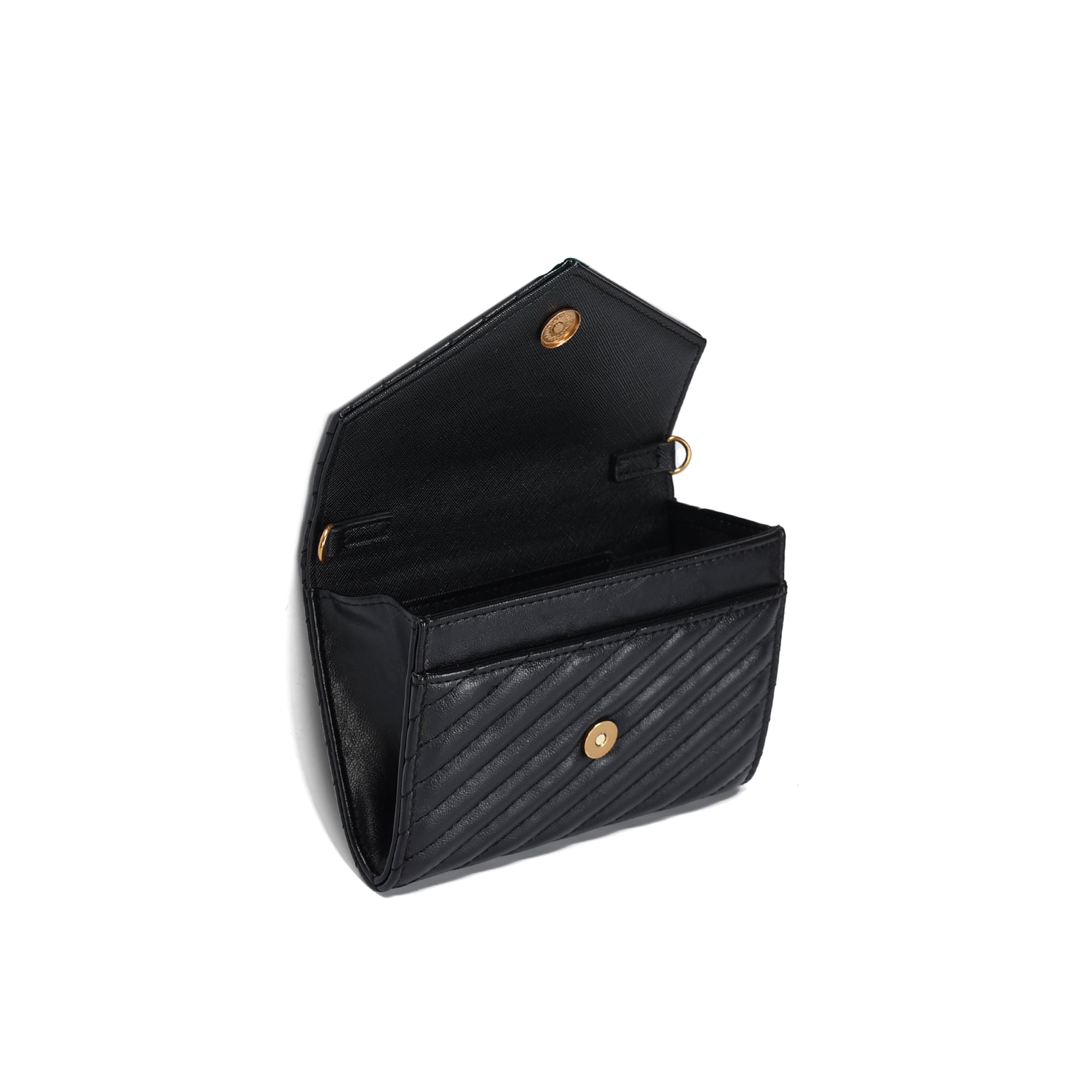 Bolsa Transversal Santa Lolla Preta Matelassê Corrente