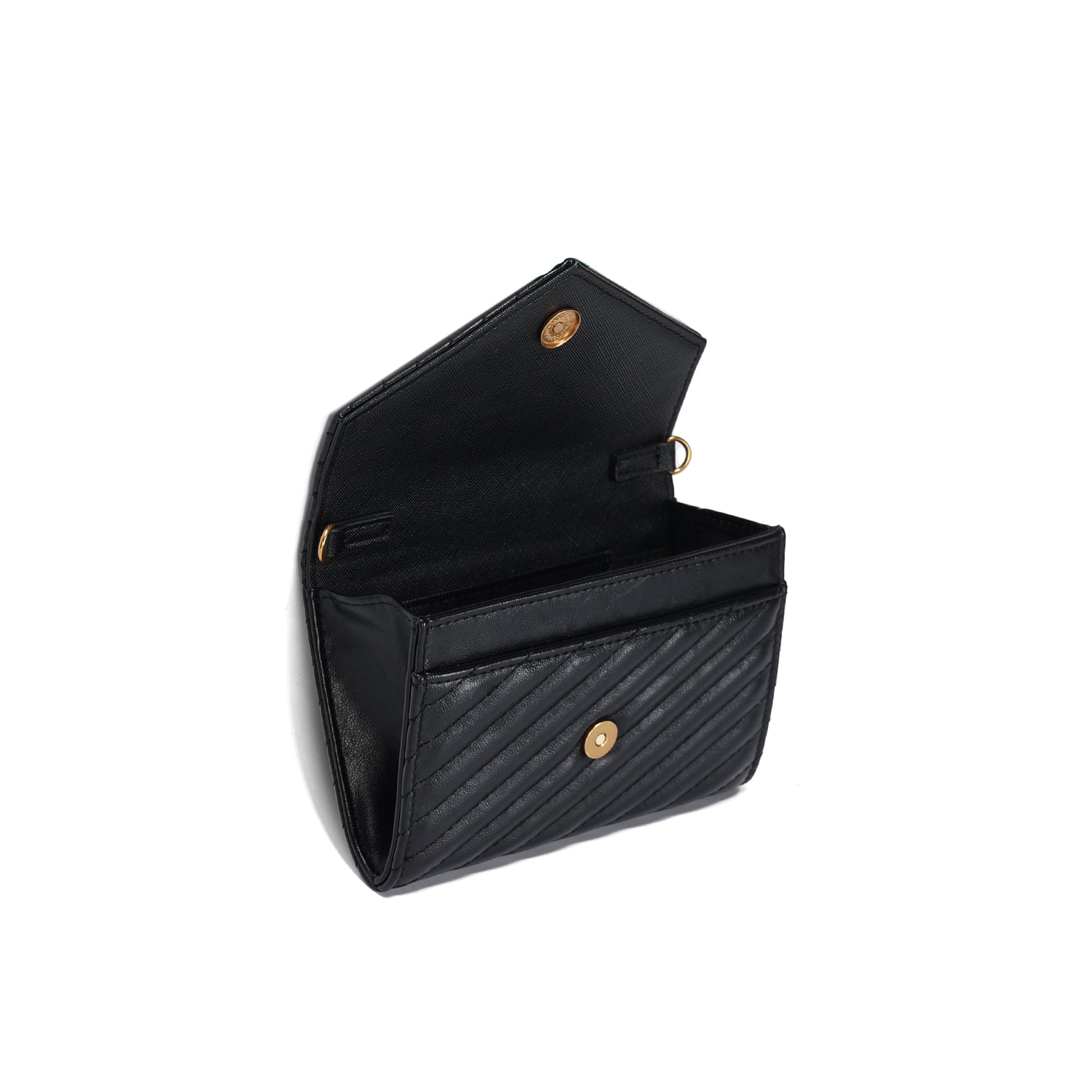 Bolsa Transversal Santa Lolla Preta Matelassê Corrente