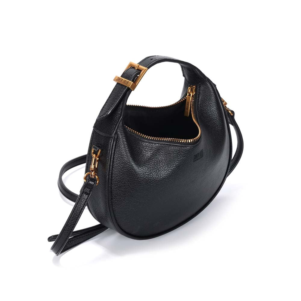 Bolsa Transversal Santa Lolla Preta Meia-Lua Zíper