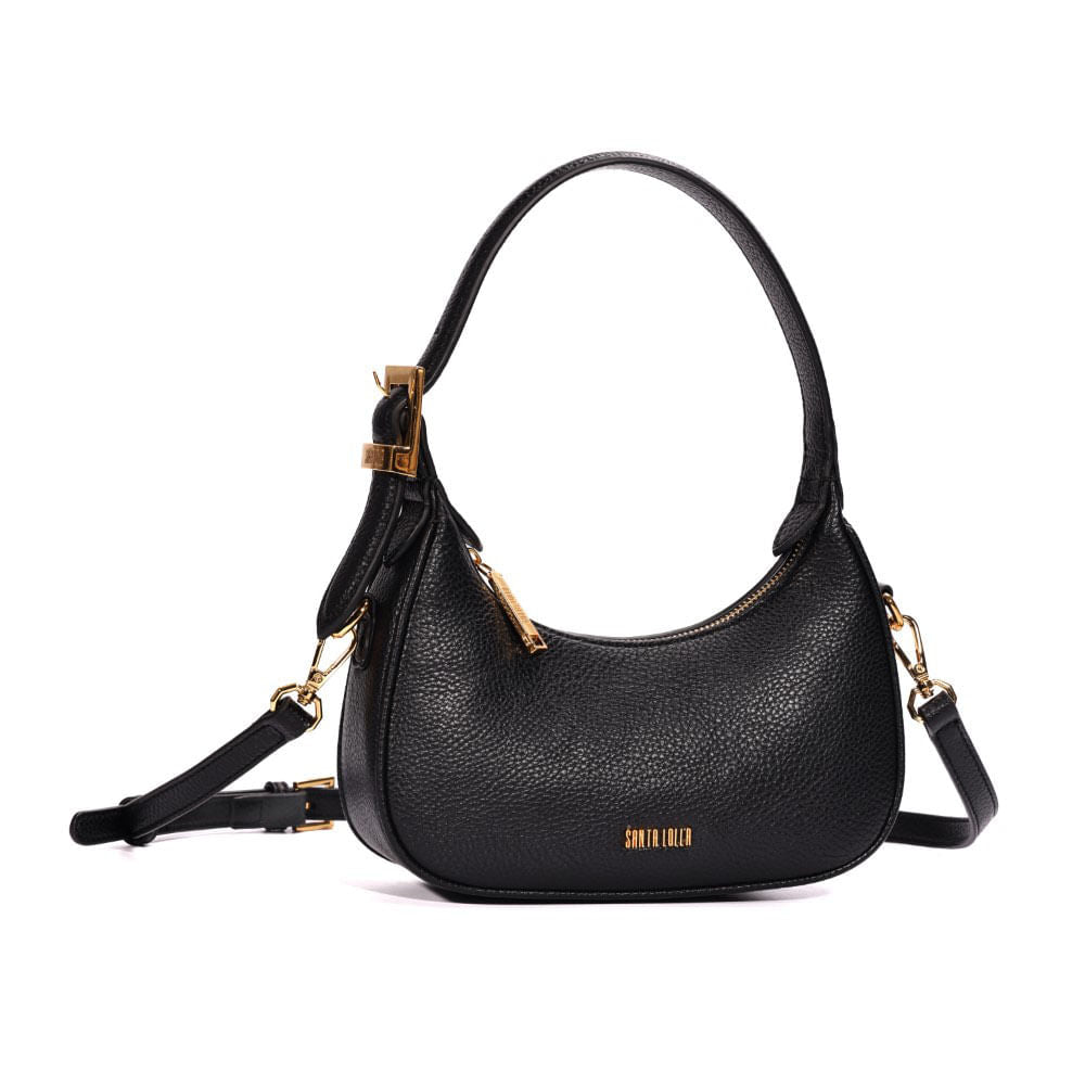 Bolsa Transversal Santa Lolla Preta Meia-Lua Zíper