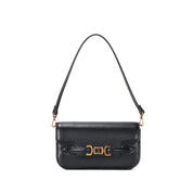 Bolsa Transversal Santa Lolla Preta Metal Dourado