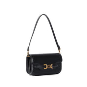 Bolsa Transversal Santa Lolla Preta Metal Dourado