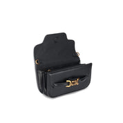 Bolsa Transversal Santa Lolla Preta Metal Dourado