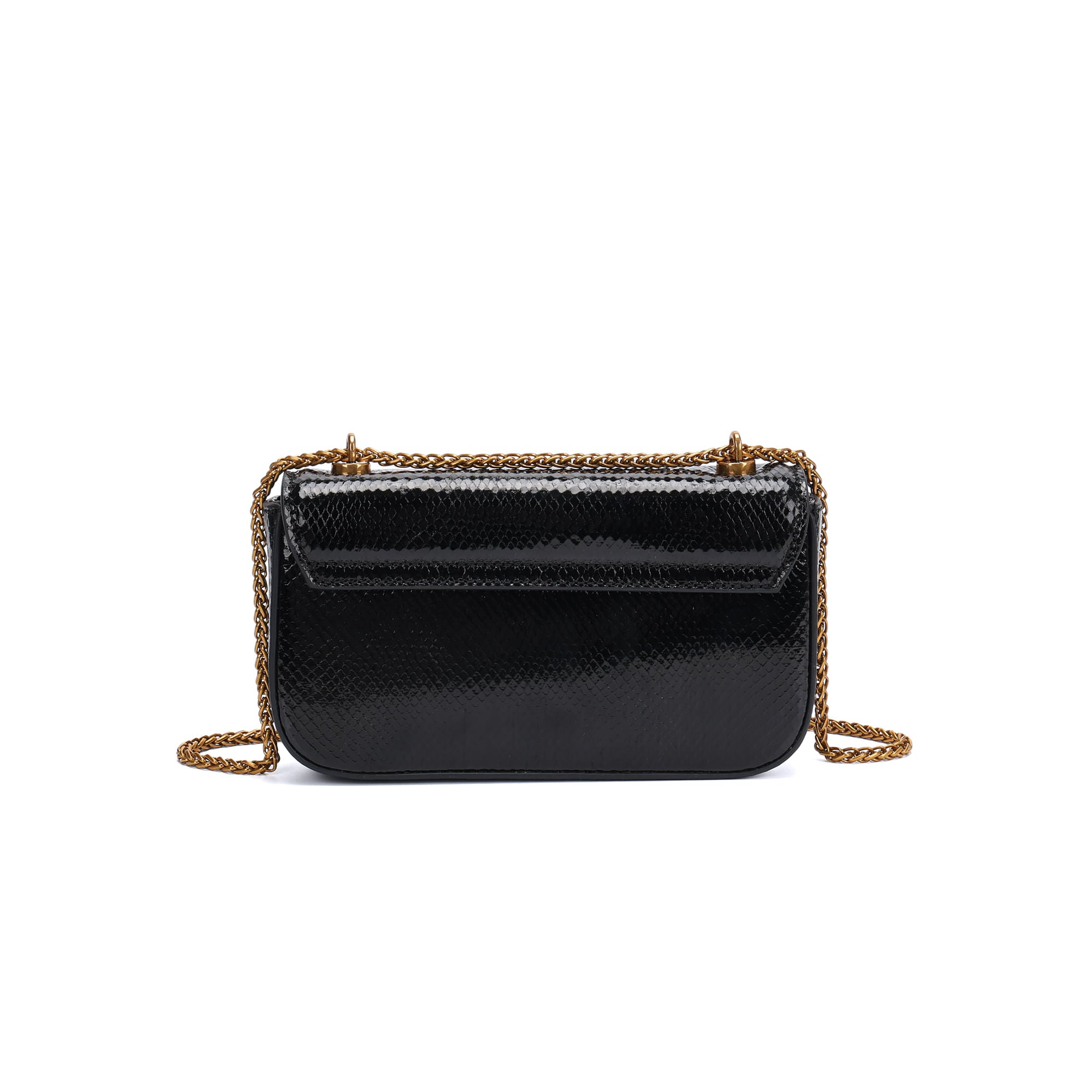 Bolsa Transversal Santa Lolla Preta Metalizada