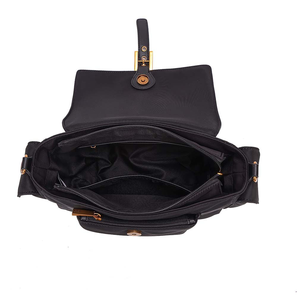 Bolsa Transversal Santa Lolla Preta Nylon Alça Ajustável