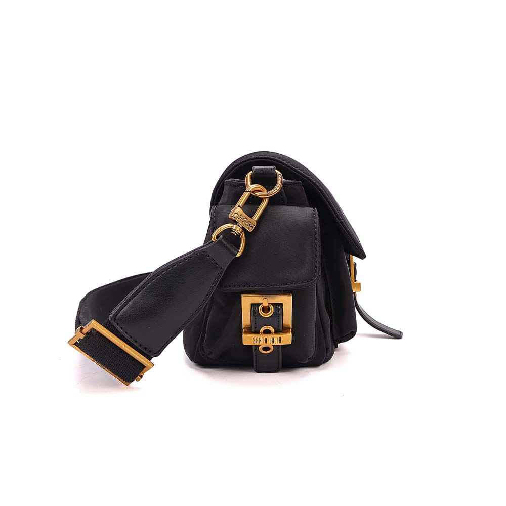 Bolsa Transversal Santa Lolla Preta Nylon Alça Ajustável