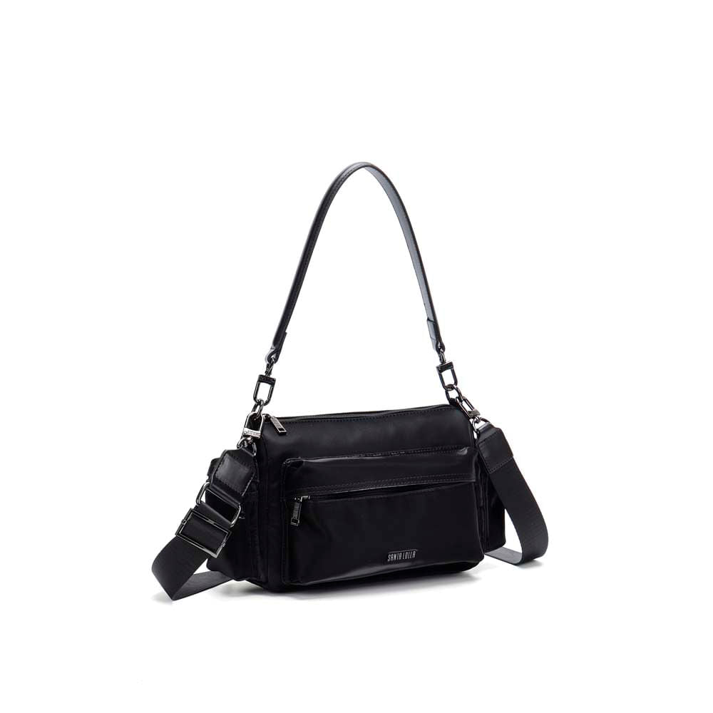 Bolsa Transversal Santa Lolla Preta Nylon Zíper