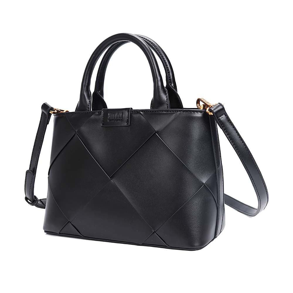 Bolsa Transversal Santa Lolla Preta Recortes Geométricos