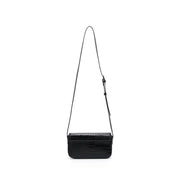Bolsa Transversal Santa Lolla Preta Textura Croco