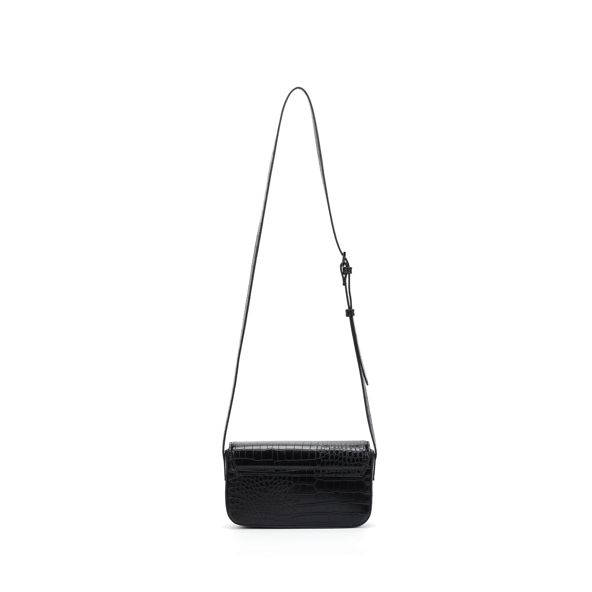 Bolsa Transversal Santa Lolla Preta Textura Croco