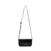 Bolsa Transversal Santa Lolla Preta Textura Croco