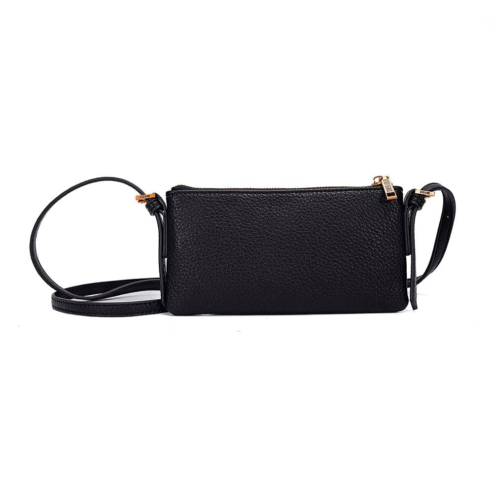 Bolsa Transversal Santa Lolla Preta Textura Floater Zíper