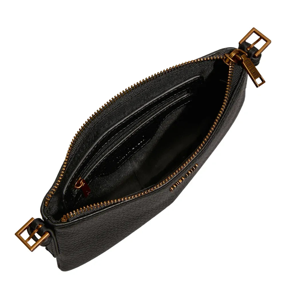 Bolsa Transversal Santa Lolla Preta Textura Floater Zíper