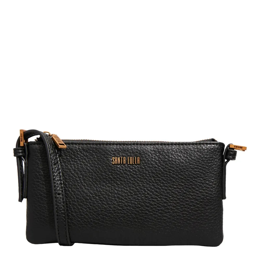 Bolsa Transversal Santa Lolla Preta Textura Floater Zíper