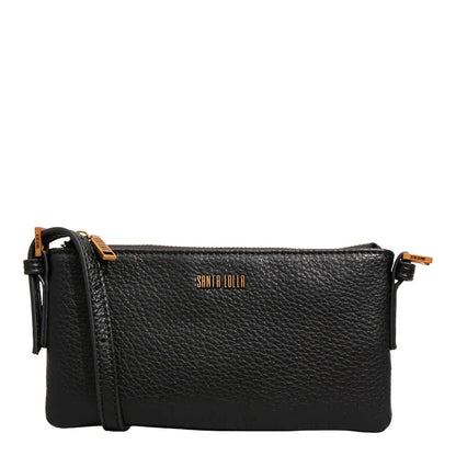 Bolsa Transversal Santa Lolla Preta Textura Floater Zíper